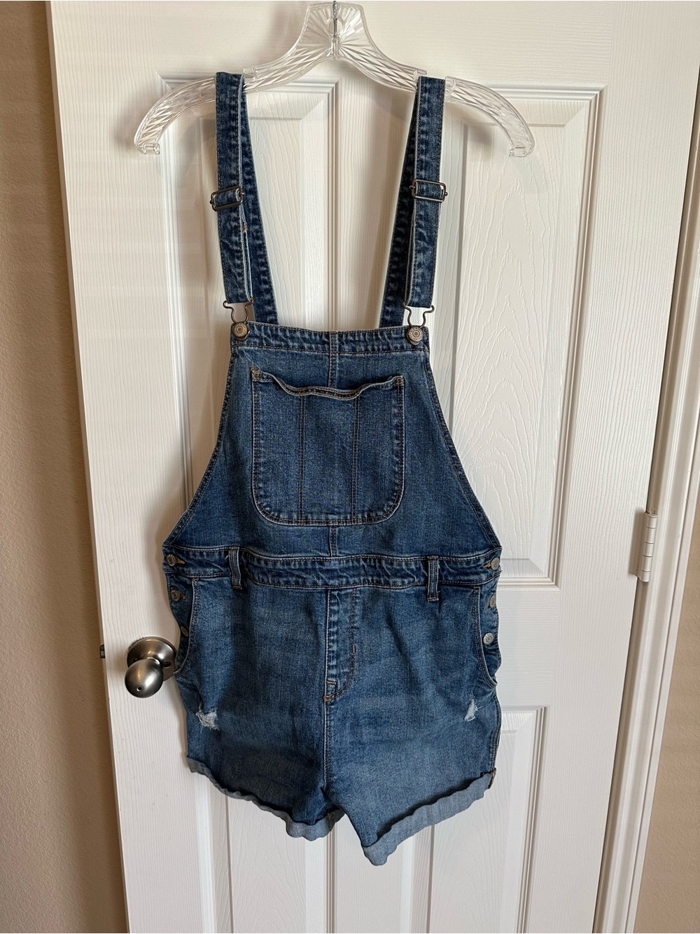 Old Navy Dark Blue Denim Short Overalls for women